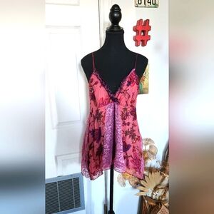 Vintage y2k silk lace patchwork low cut camisole